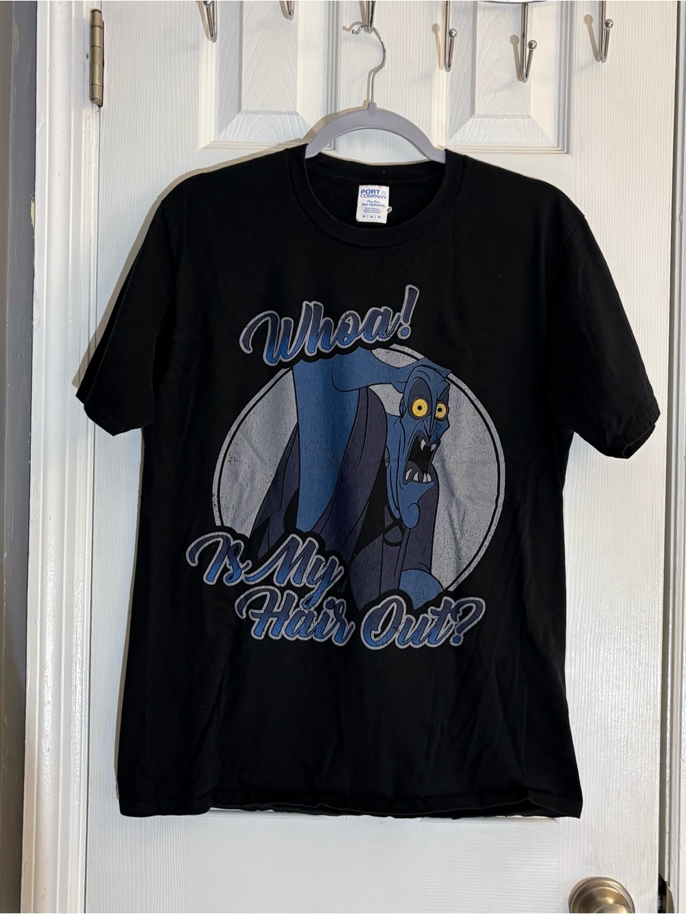 Black Graphic Short-Sleeve Tee with Blue Character Print